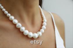 4-11 mm Graduated Freshwater Pearl Necklace, White Pearl Necklace, Classic Pearl Necklace, Genuine Pearls, Necklace for Her