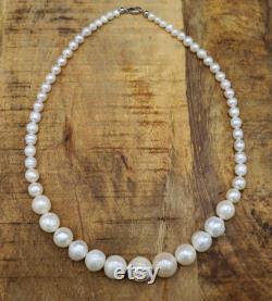 4-11 mm Graduated Freshwater Pearl Necklace, White Pearl Necklace, Classic Pearl Necklace, Genuine Pearls, Necklace for Her