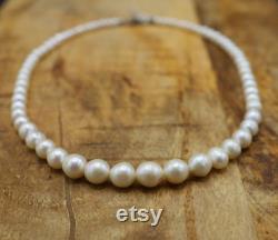 4-11 mm Graduated Freshwater Pearl Necklace, White Pearl Necklace, Classic Pearl Necklace, Genuine Pearls, Necklace for Her