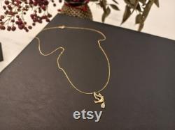 8K Gold Necklace, Droplet Feathered Charm, Nature-Inspired Water Pendant, Gold Bird, Water Drop Bird Necklace, Bird with Teardrop Pendant