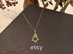 8K Gold Pendant, Double Star pendant, birthday gift, Fine Jewelry, christmas gift, gift for her, grandma pendant, girls pendant, Gold Gift