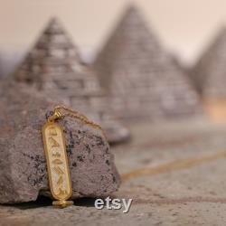 8k Solid Gold Egyptian Cartouche, Egypt Name Necklace, Personalized Hieroglyph, Hieroglyph Egypt Necklace Jewelry, Custom Made Necklace