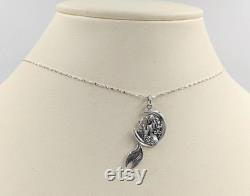 925 Silver Mermaid in the Moon Necklace Sterling Silver Mermaid Necklace Necklace with Mermaid in the Moon with Stars 925 Mermaid Pendant