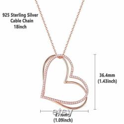925 Sterling Silver Cable Chain Rose Gold Color Double Heart Pendant Necklace For Women AAA CZ Romantic Jewelry Gift