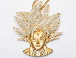 925 sterling silver gold plated Saiyan Goku pave set. Silver pendant with cz stone. Men's hip hop pendant. Designer jewelry. Goku pendant