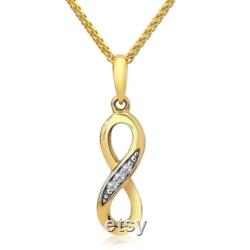 9ct Gold Infinity Pendant Necklace set with Real Diamonds, fastening at 16 and 18 Ref AEGP005