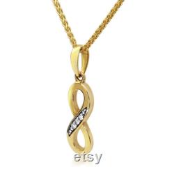 9ct Gold Infinity Pendant Necklace set with Real Diamonds, fastening at 16 and 18 Ref AEGP005