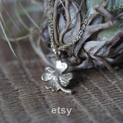 9ct Real Yellow Gold Tiny Four Leaf Clover Necklace