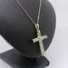 9ct Yellow Gold Jade Cross Pendant with Diamond Accents and Fine Belcher Chain