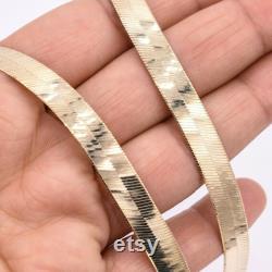 9mm High Polished Herringbone Necklace Chain 10K Solid Yellow Gold ALL SIZES