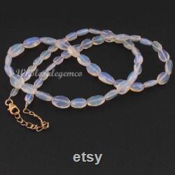 AA Ethiopian Opal Single Necklace, Beautiful Flash Faceted Beads, Necklace with Small Lobster, 16.5 Inches 5x3mm-11x6mm, NE073