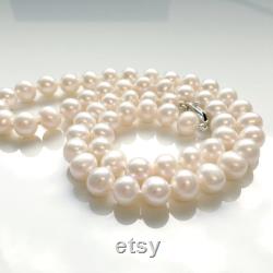 AAA Classic White Freshwater Pearl Necklace With Silver Clasp, Handmade to Order Custom Length, Mother's Day gifts, June Birthstone
