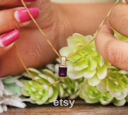 AAA Natural African Amethyst Necklace With 18 Box Chain, Next Day Shipping, Gift for Love, Gift for Birthday, February Birthstone Jewelry