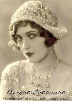 ANTiQue 1930s Topaz Crystal Ivory Pearl Art Deco Filigree Pendant Necklace, Bridal Flapper,Silver Edwardian 1920s Vintage Wedding November