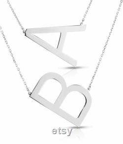 Adjustable Large Block Letter Initial C Chain Necklace Sterling Silver 925