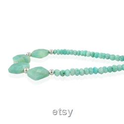Amazonite beads necklace amazonite beaded necklace genuine amazonite necklace sterling silver amazonite jewellery rondelle faceted necklace