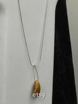 Amber Pendant Necklace Silver