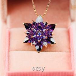 Amethyst Lotus Pendant, Spiritual Unique Amethyst Flower Jewelry, Lotus Floral Necklace jewelry gift for wife, Unique Engagement Necklace