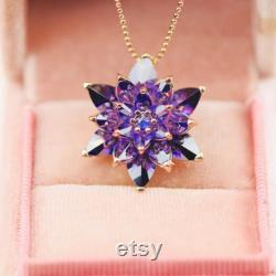 Amethyst Lotus Pendant, Spiritual Unique Amethyst Flower Jewelry, Lotus Floral Necklace jewelry gift for wife, Unique Engagement Necklace