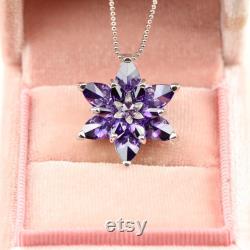 Amethyst Lotus Pendant, Spiritual Unique Amethyst Flower Jewelry, Lotus Floral Necklace jewelry gift for wife, Unique Engagement Necklace