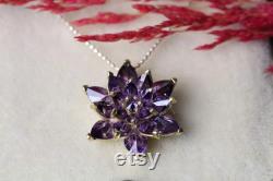 Amethyst Lotus Pendant, Spiritual Unique Amethyst Flower Jewelry, Lotus Floral Necklace jewelry gift for wife, Unique Engagement Necklace