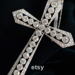 An Early 20th Century Platinum Old-cut And Circular-cut Diamond Cross Pendant With Chain