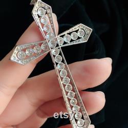 An Early 20th Century Platinum Old-cut And Circular-cut Diamond Cross Pendant With Chain