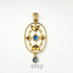 Antique Edwardian Sapphire Paste 9CT Gold Pendant