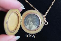Antique Locket Gold-filled W.and S.B. Locket Necklace with Engraved Bernice and Intact Photo Rings, Shields, and Photograph