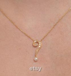 Antique Question Mark Diamond and Pearl Necklace