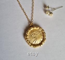 Antique gold coin necklace, gold necklace gold coin pendant dainty 14k gold necklace minimalist necklace bridesmaid necklace graduation gift