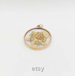 Antique secret keeper pendant 18k rose gold and glass holding a dried edelweiss flower (circa 1930) charm