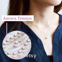 Aurora Tennyo Rank Akoya Pearl 18K 8-9mm Pendant Real Necklace From Japan Akoyapearl