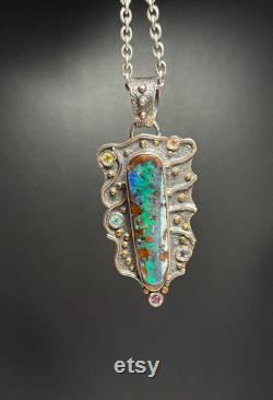 Australian Boulder Opal Pendant Artisan Handmade Pendant Gemstone Pendant Alena Zena Jewelry OOAK