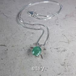 Authentic Genuine Green Emerald Gemstone Necklace, Oval Emerald Solitaire Pendant, Beautiful Emerald Jewelry, Unique Gem Necklace