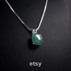 Authentic Genuine Green Emerald Gemstone Necklace, Oval Emerald Solitaire Pendant, Beautiful Emerald Jewelry, Unique Gem Necklace
