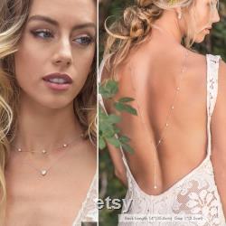 Back Necklace, Bridal Jewelry, Y Lariat Necklace, Backdrop Necklace, Silver Necklace, Backless Wedding Dress NB053