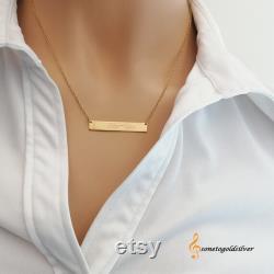 Bar Necklace 14K Gold , Gold Bar necklace, Coordinates Necklace, Personalized Bar Necklace, Bar Name necklace, Initial Necklace