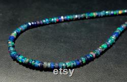 Beautiful Blue Opal Beads Necklace 30Ct Welo Fire Ethiopian Opal Faceted Beads 1Line Strand 18Inches Length Opal Beads Necklace Jewelry 3x2