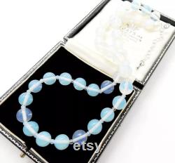 Beautiful Opaline Opalite Glass Bead Vintage Inspired Necklace
