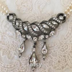 Ben Amun Pearl and Rhinestone Necklace