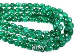 Beryl Emerald Oval Beads 7x6 To 13x11 mm Emerald Cabochon Gemstone Necklace Green Emerald Beaded Jewelry
