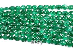 Beryl Emerald Oval Beads 7x6 To 13x11 mm Emerald Cabochon Gemstone Necklace Green Emerald Beaded Jewelry
