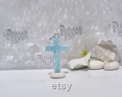 Bicolored Larimar cross by Larimarandsilver, Jordan River 1 blue gray Larimar pendant cross pendant church jewelry fast delivery Eastergift