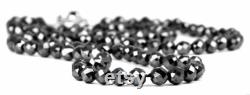 Black Diamond Beads Necklace 6 mm 22 inches Quality AAA With Certificate Gift for partner, Gift for mom