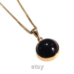 Black Onyx Necklace, 14K Solid Yellow Gold Pendant, December Birthstone Necklace, Dainty Gold Necklace, Black Onyx Pendant Necklace