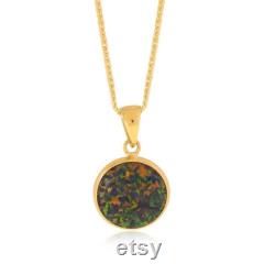 Black Opal Necklace, 14K Gold Necklace, Opal Necklace, Dainty Gemstone Necklace, Classic Pendant, October Birthstone, Necklaces For Women