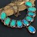 Blue Australian Opal Necklace, Handmade Necklace, Electroformed Copper Necklace, Gemstone Jewelry Adjustable Chain Necklace Wedding Jewelry