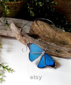 Blue Butterfly Choker, Real Blue Butterfly Necklace, Party Event Necklace, Nature Jewelry, Fairy Bride