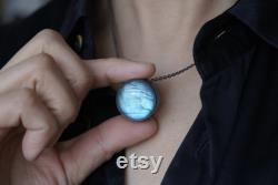 Blue Labradorite Necklace, stunning labradorite necklace, Silver Handcrafted Pendant, Naheyiyi